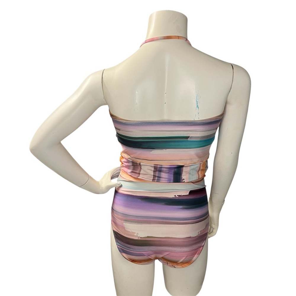 La Blanca Ocean Tide Colorful Striped Halter/Strapless One Piece Swimsuit Girly - Picture 5 of 11